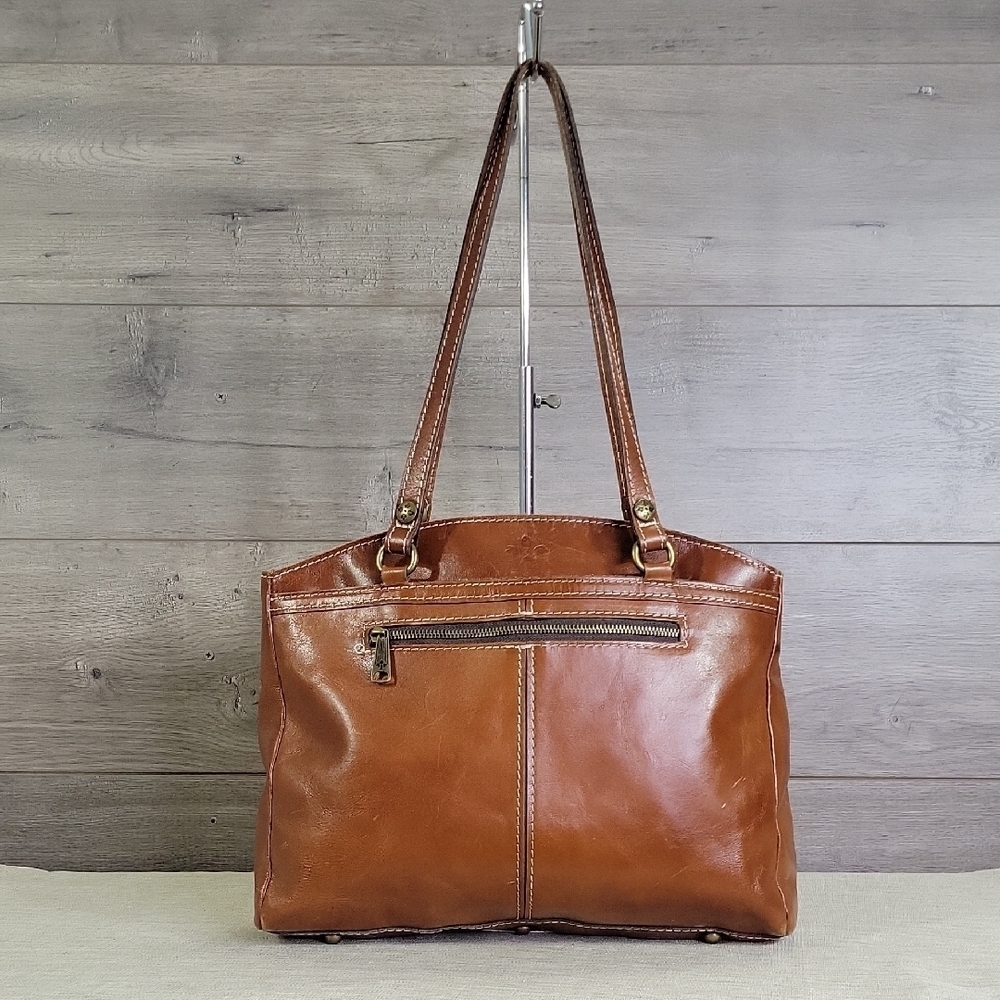 Patricia Nash Poppy Heritage Brown Leather Tote Shoulder Bag Handbag Purse